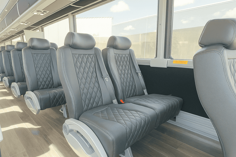 interior of Decatur Coach Bus Service charter bus